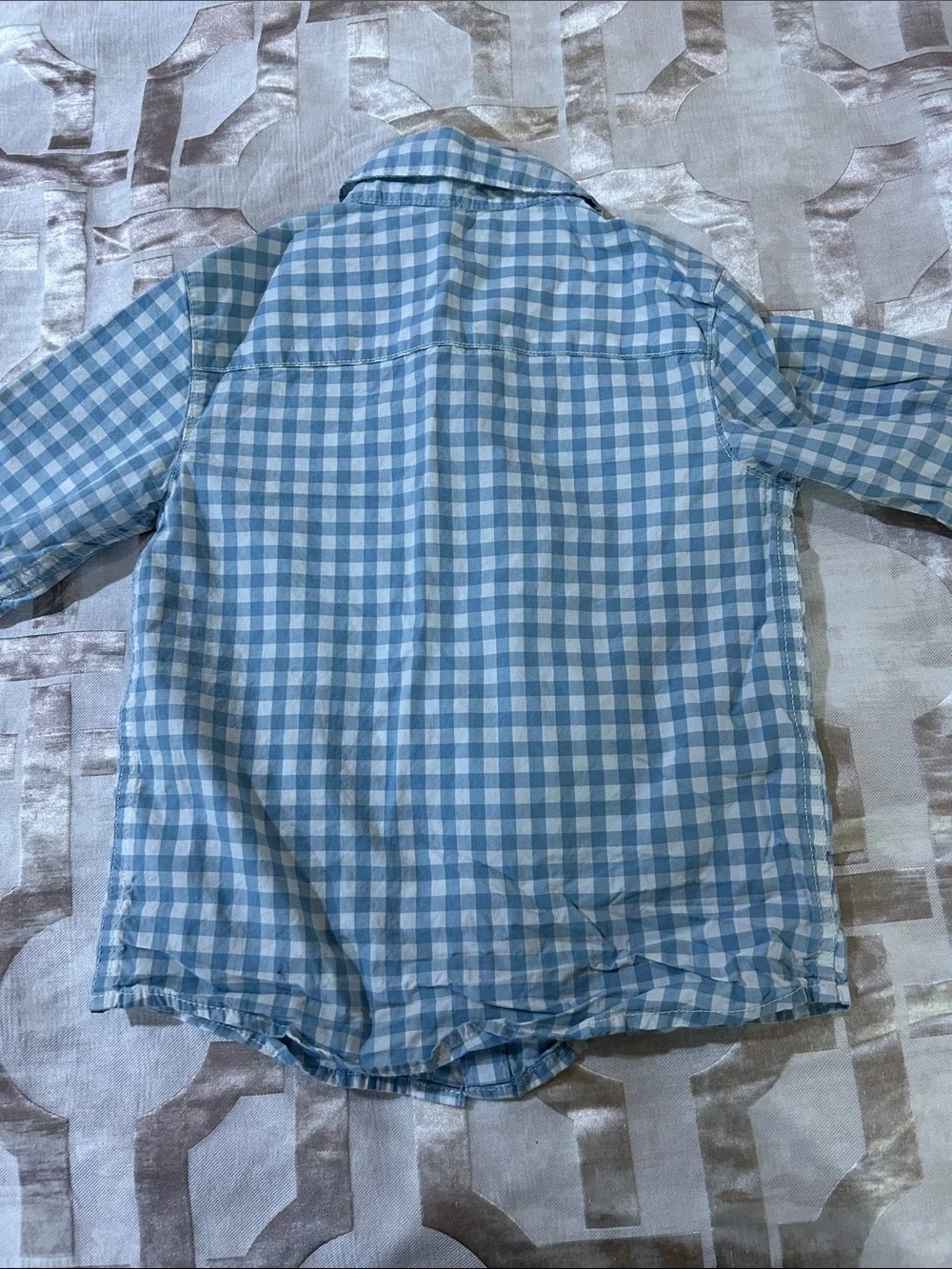 Carter's Light Blue and White Gingham Button-Down Shirt